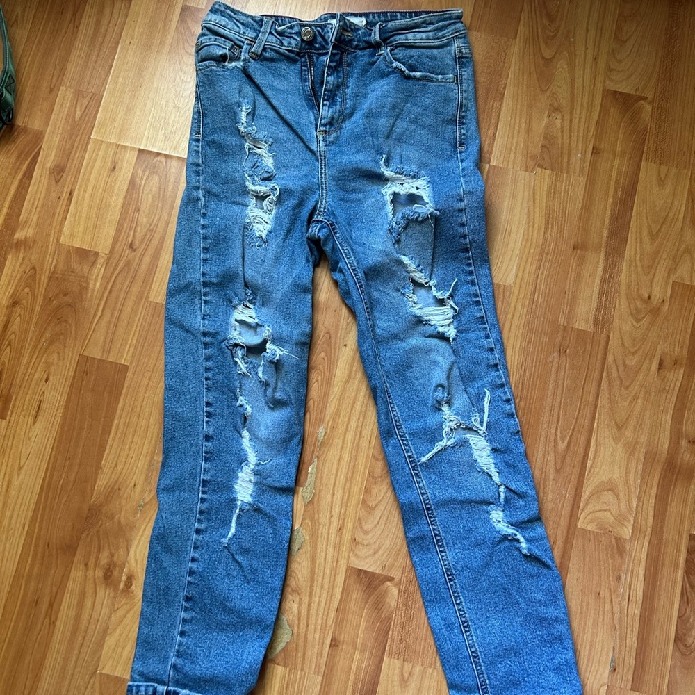 Distressed Blue Jeans